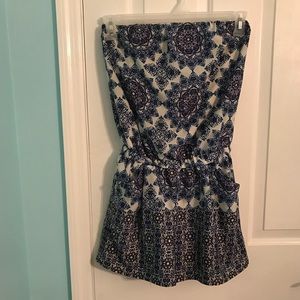 Blue and white romper